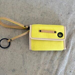 Juicy Couture Neon Yellow Cloth/ Leather Wallet/Keychain/Wristlet